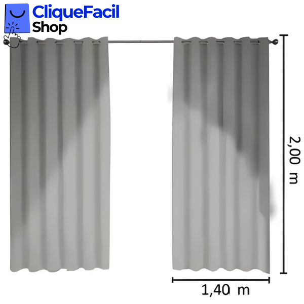 Cortina Quarto Sala Ambientes Ilhós Reforçado Black Out (Cinza)
