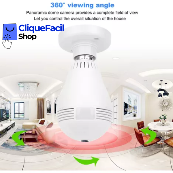 Câmera Lâmpada LED 360º WIFI Vr Cam Full View