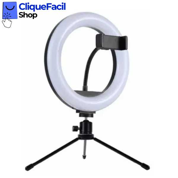 Ring Light De Mesa Led Tripé 8 Polegadas com Suporte Celular