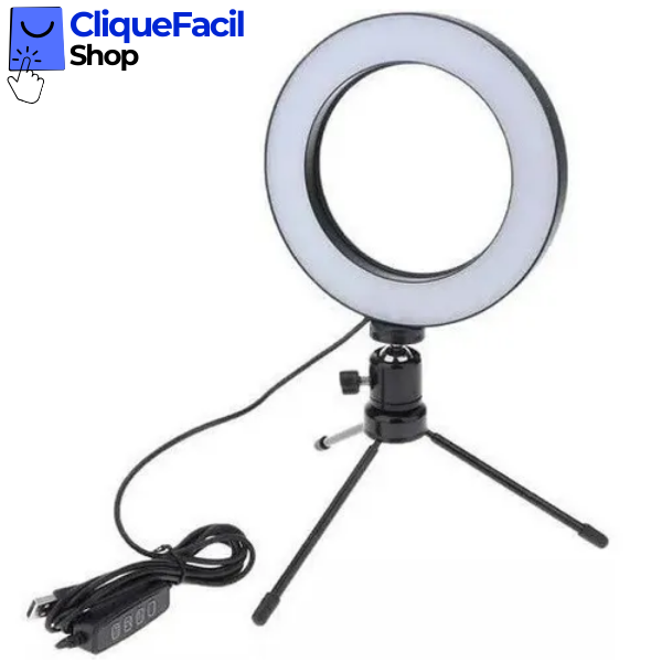 Ring Light De Mesa Led Tripé 8 Polegadas com Suporte Celular