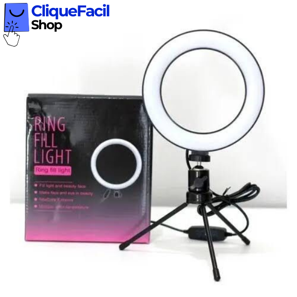 Ring Light De Mesa Led Tripé 8 Polegadas com Suporte Celular