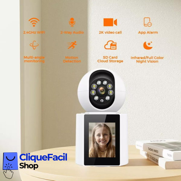 Câmera Wi-fi 4mp Monitor Idosos E Crianças Com Vídeochamada