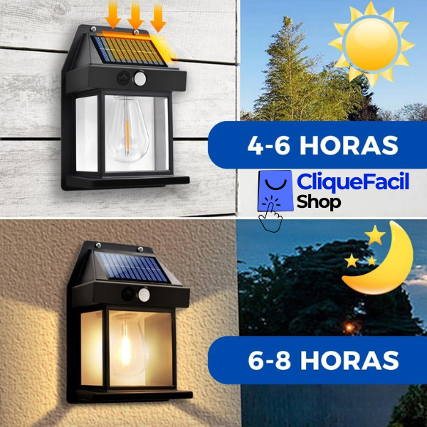 Kit 10 Luminária Solar Arandela Vintage Com Sensor e Acendimento Automático