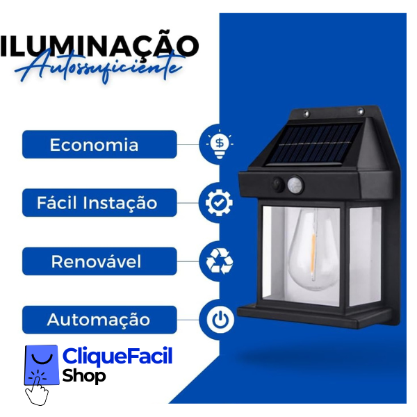 Kit 10 Luminária Solar Arandela Vintage Com Sensor e Acendimento Automático