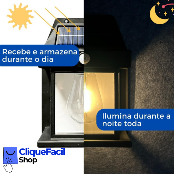 Kit 10 Luminária Solar Arandela Vintage Com Sensor e Acendimento Automático