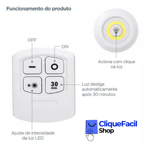 Kit 3 Lâmpadas Luminária Led Controle Sem Fio