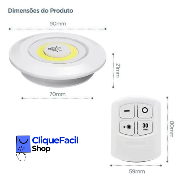 Kit 3 Lâmpadas Luminária Led Controle Sem Fio