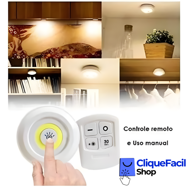 Kit 3 Lâmpadas Luminária Led Controle Sem Fio