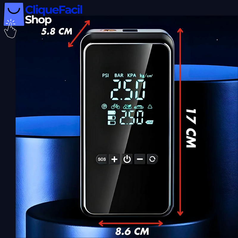 Bomba de ar para carro sem fio, inflador portátil com display digital de 150PSI