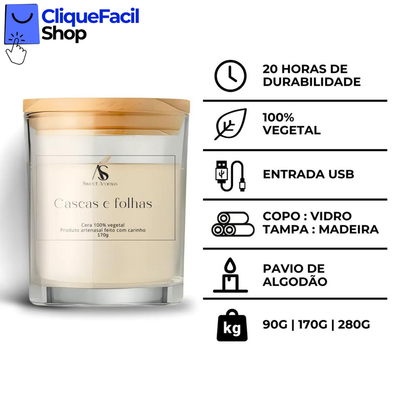 Vela Aromatica Artesanal Perfumada - Cascas e Folhas