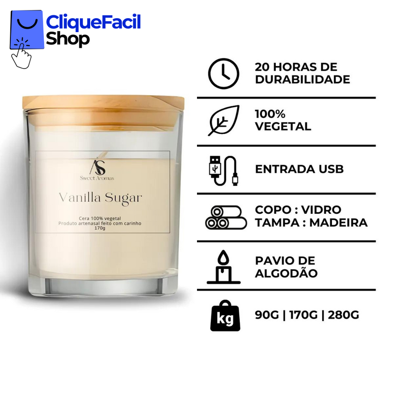 Vela Aromatica Artesanal Perfumada - Vanilla Sugar