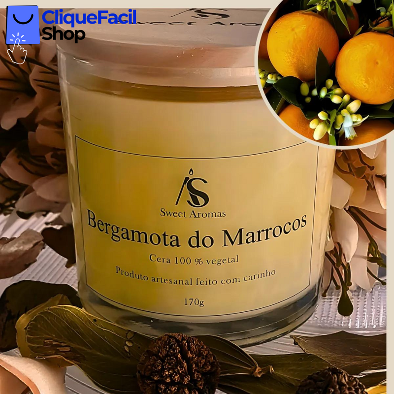 Vela Aromatica Artesanal Perfumada - Bergamota do Marrocos