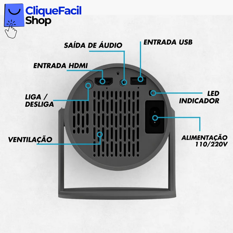 Projetor Hy300 Pro Portátil (Cinza)