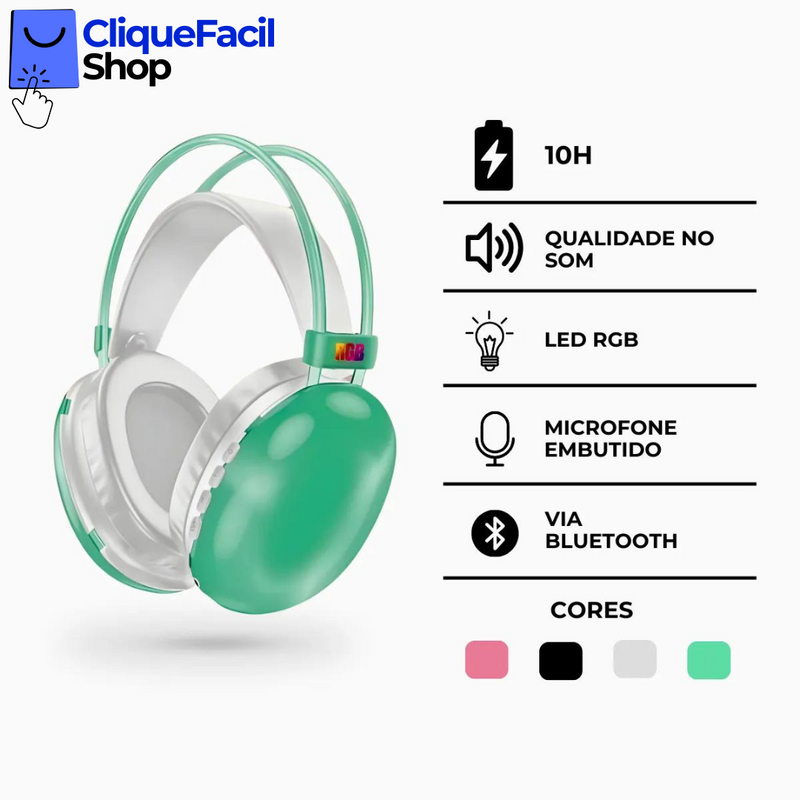 Fone De Ouvido Sem Fio Bluetooth V5.3 Com LED Verde