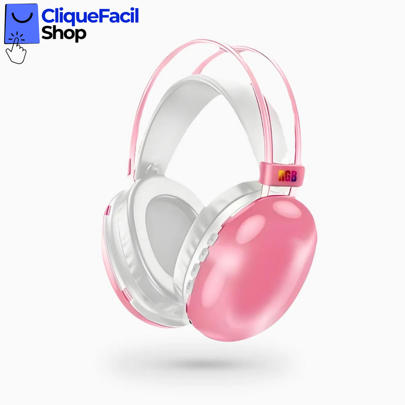 Fone De Ouvido Sem Fio Bluetooth V5.3 Com LED Rosa