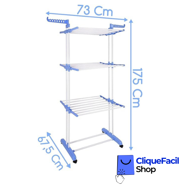 Varal Torre 3 Andares Inox Retrátil Compacto