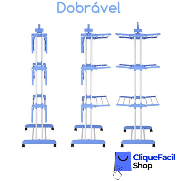 Varal Torre 3 Andares Inox Retrátil Compacto