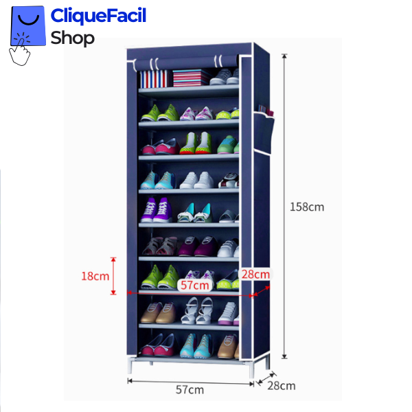 Sapateira com 9 Prateleiras desmontável (Azul)