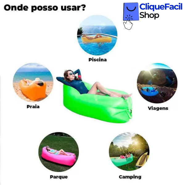 Sofá Inflável Portátil Impermeável Praia Camping (Verde)