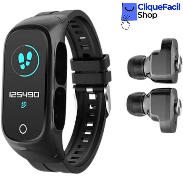 Smartwatch N8 + Fone Bluetooth 2 em 1 (Preto)