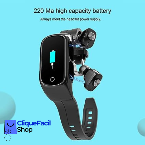 Smartwatch N8 + Fone Bluetooth 2 em 1 (Preto)