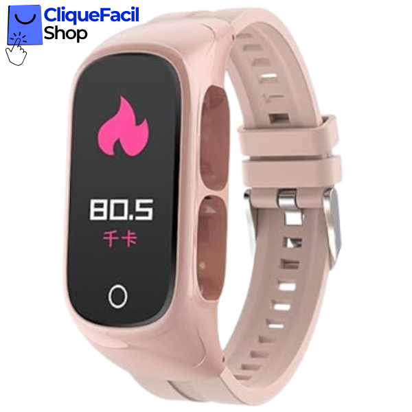 Smartwatch N8 + Fone Bluetooth 2 em 1 (Rosa)