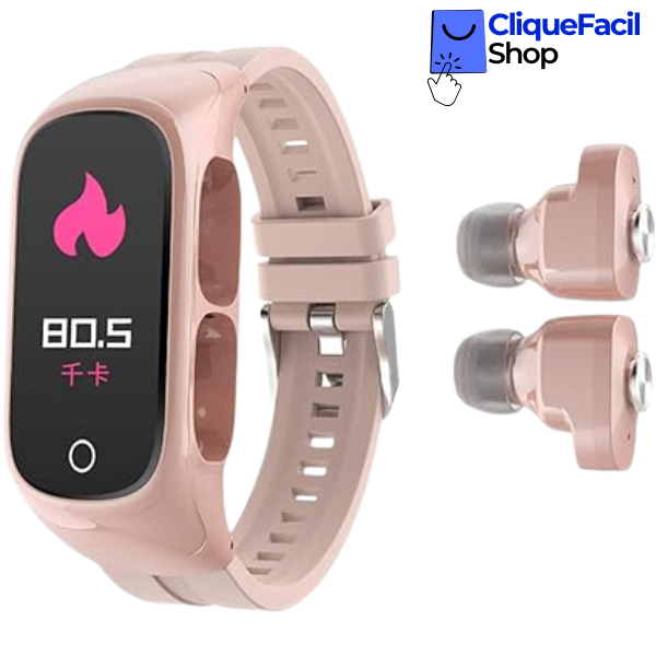 Smartwatch N8 + Fone Bluetooth 2 em 1 (Rosa)