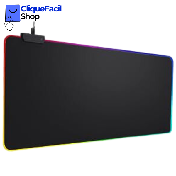 Mouse Pad Gamer Grande com Led Colorido na Borda – 80x30cm