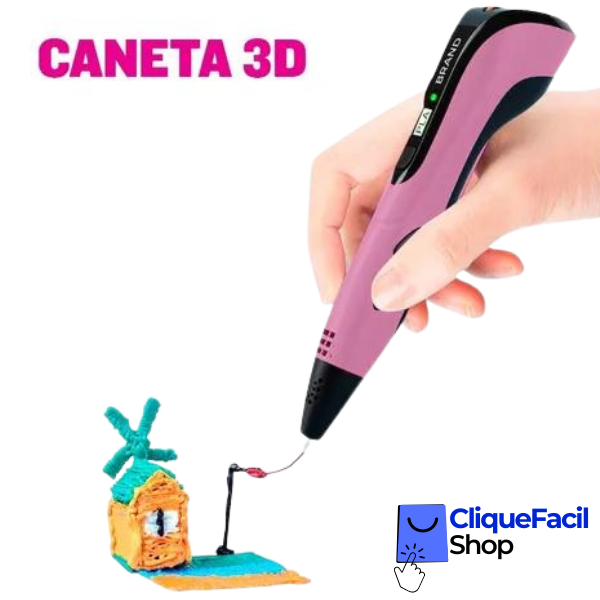 Kit Caneta 3d e 20 filamentos (Rosa)