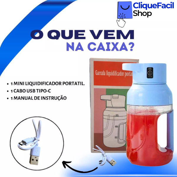 Liquidificador Espremedor Elétrico de Suco Portátil (Azul)